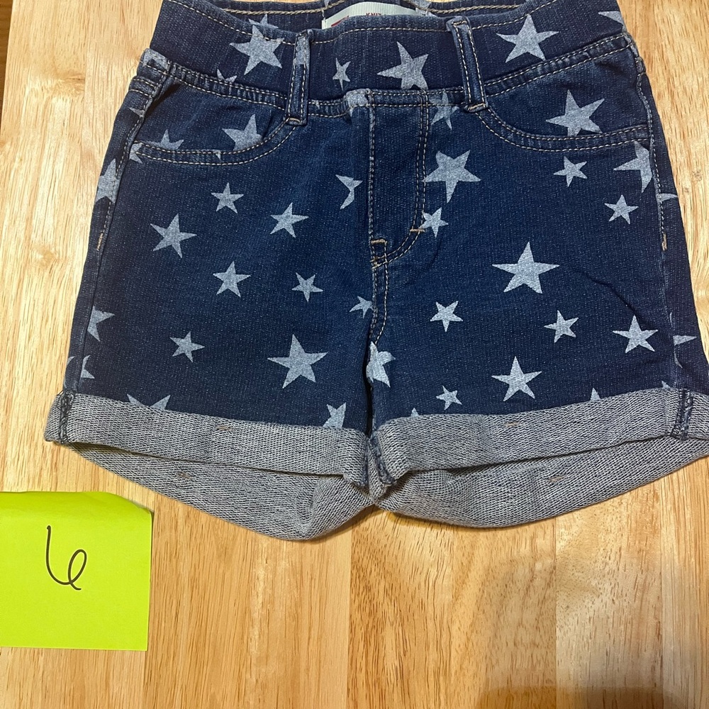 Levi's Kids Star Print Denim Shorts - Blue and White